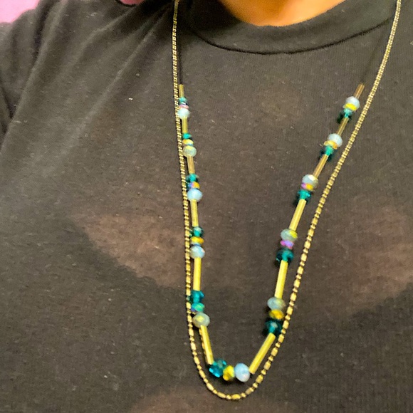 ✨2 for $30✨ Antique Gold/Bronze Tone Faceted Glass Bead Station Necklace - Picture 15 of 15